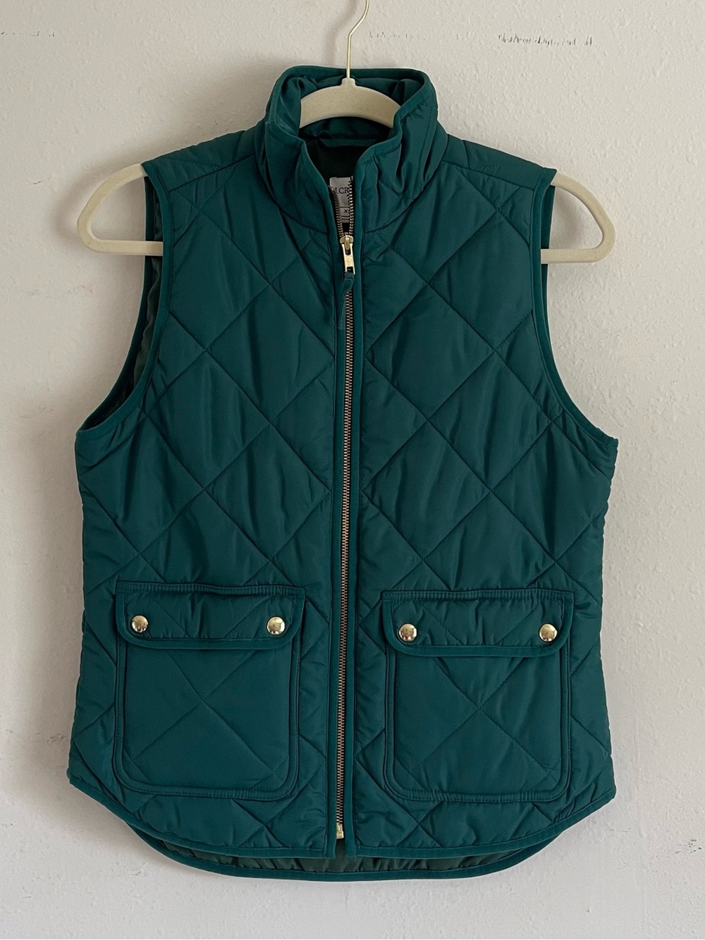 J. Crew Quilted Vest in Teal Green